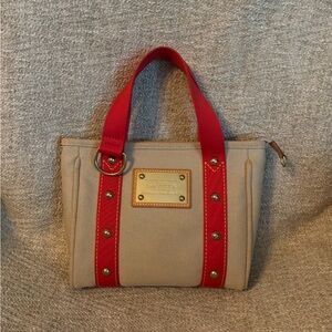 Louis Vuitton Red and Tan Antiqua PM Tote Bag